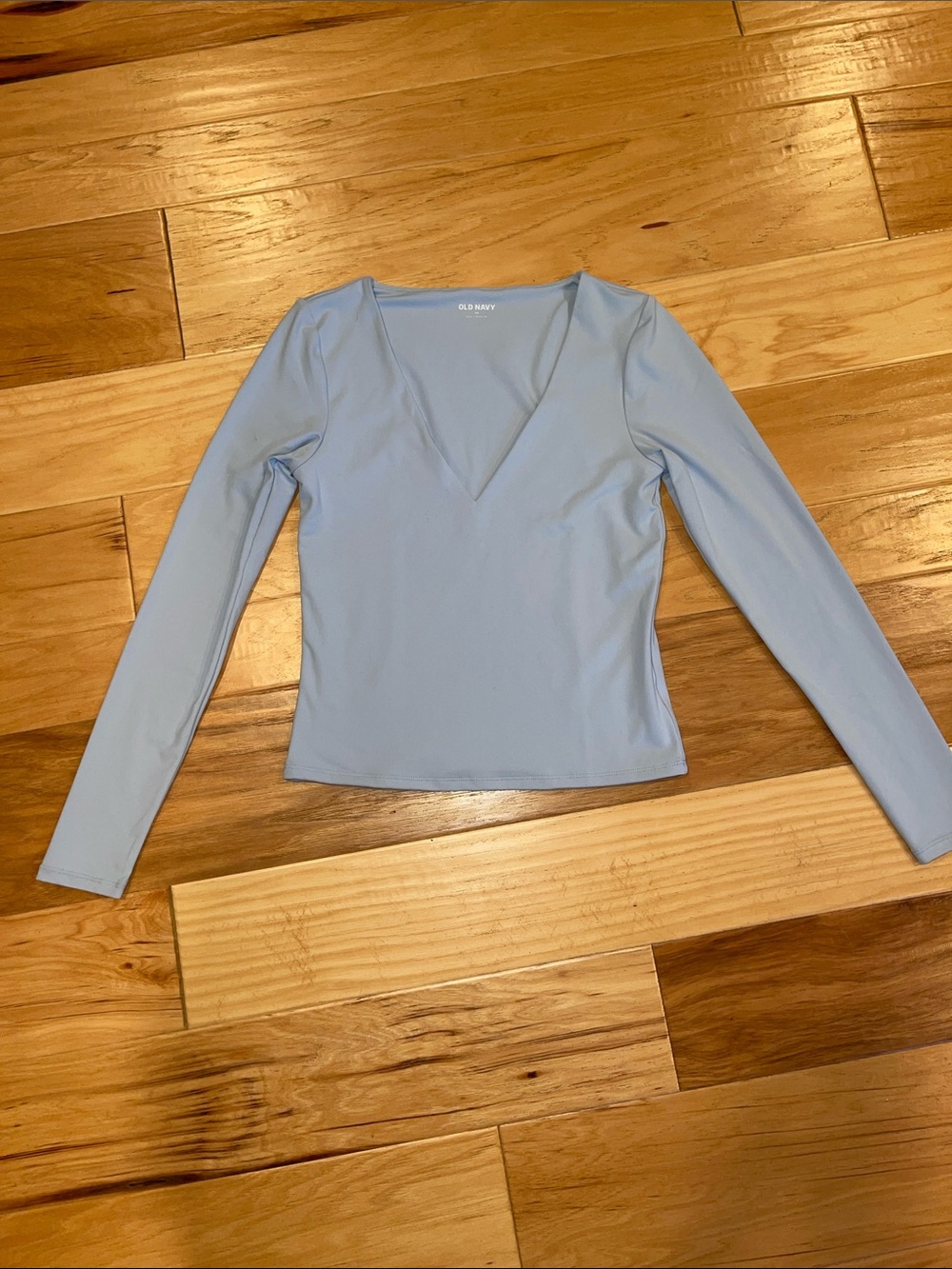 Brand New Old Navy Light Blue Long Sleeve V-Neck Top